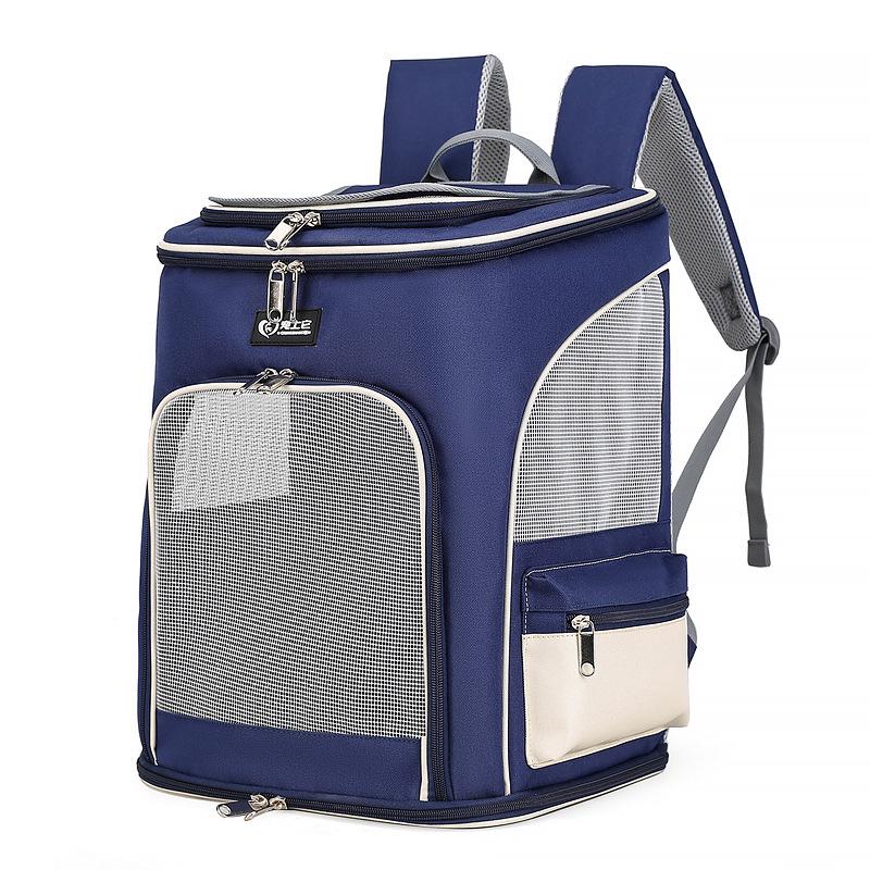 Breathable Double Shoulder Pet Backpack - Large Capacity Oxford Cloth Bag for Cats and Dogs
