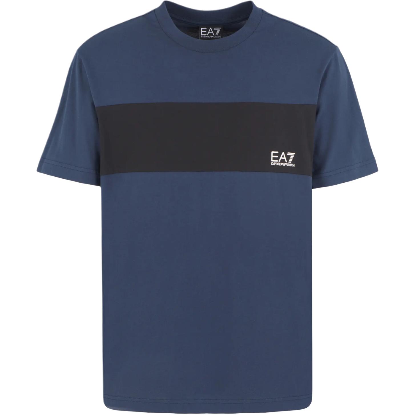 Emporio Armani EA7 SS24 Color Block Letter Number Print Spliced Crew Neck Short Sleeve T-Shirt Men tops Navy-Blue 6DPT47-PJTJZ-1562 L 7680₽