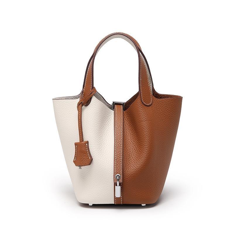 Vegetable Basket Bag Women's High-quality Leather Exquisite Bucket Bag, Niche Large-capacity Women's High-end Handbag