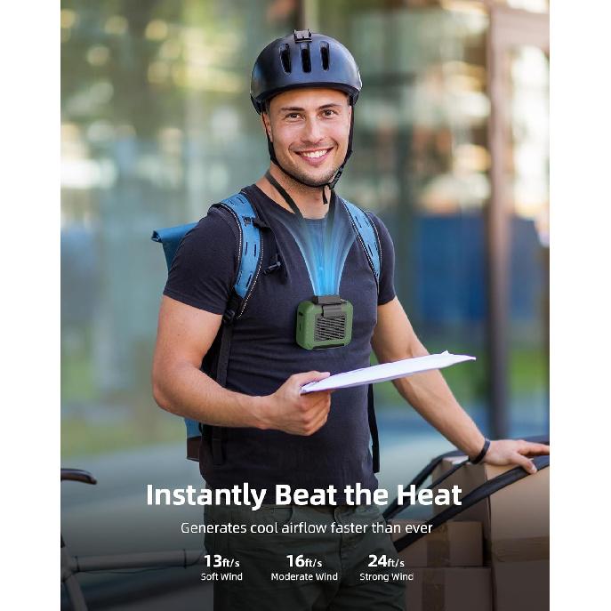 Portable Mini Waist Fan Rechargeable with 23H Working Time, 6200 RPM Strong Airflow, 3 Speed Levels, Belt Shirt Fan Clip On Waist Portable Cooling