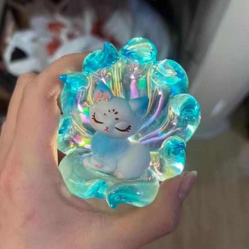 Walking On The Moon Nine Tailed Fox Blind Box Ancient Style Mini Glow Lamp Desktop Ornament Hidden Style Birthday Gift