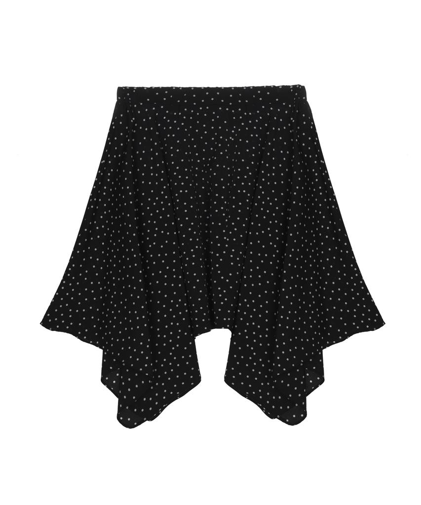 Nigaennikol Elastic Waist Satin Dot Skirt_Black