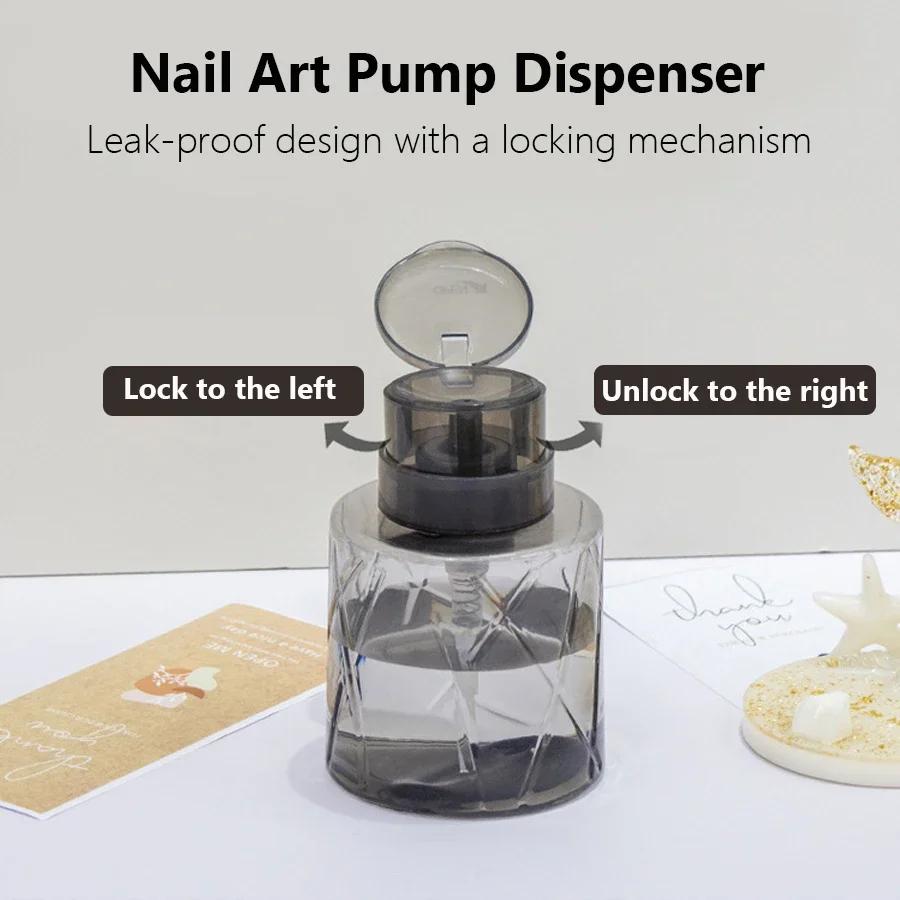 Portable Leak-Proof Empty Pump Dispenser Nail for Nail Cleaner Makeup Remover Container Press Bottle
