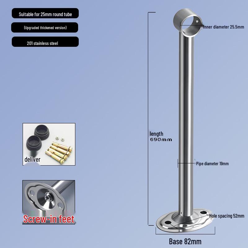 Stainless Steel Ceiling-Mounted Clothes Drying Rod with Flange Base