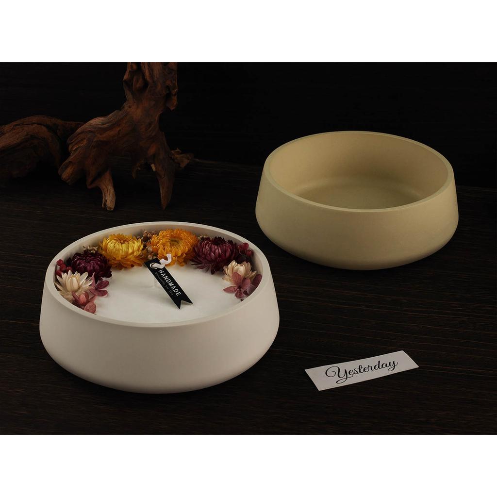 Round Candle Jar Silicone Mold Cement Flower Pots Molds DIY Concrete Storage Bowl Handmade Resin Candle Tray Mould Decor