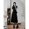 Black polo dress children's summer new small casual long dress French Hepburn style small black dress