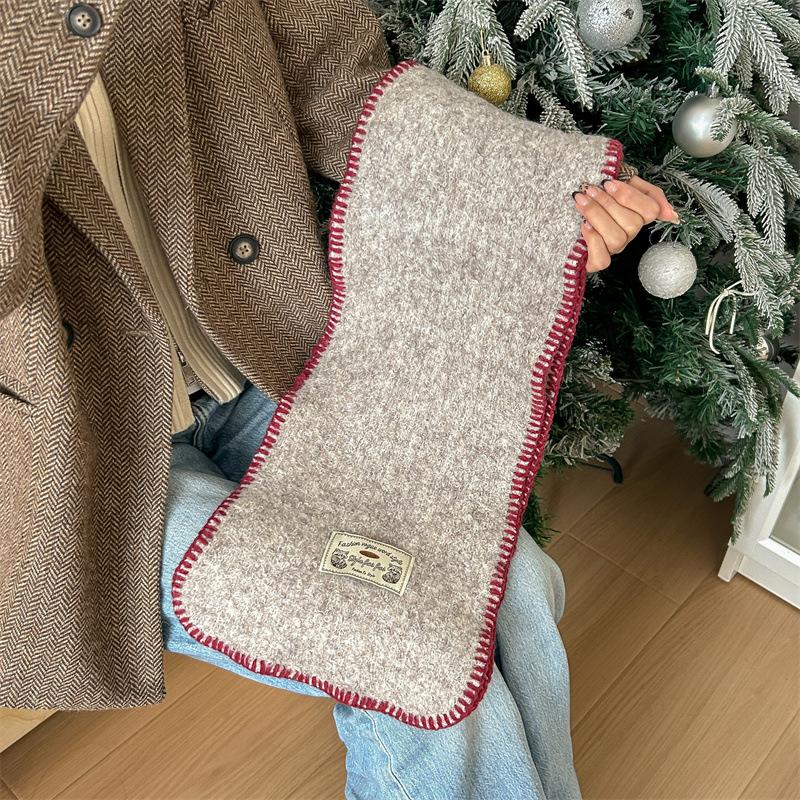 

Осенне-зимний новый винтажный вязаный шарф из кашемира и шерсти с замком для женщин, теплый и удобный, для студентов 150 * 23cm