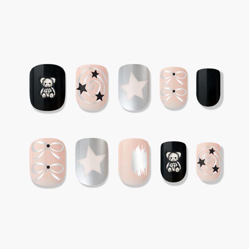 Reusable Nail Tips Grunge Bear (Short Square)