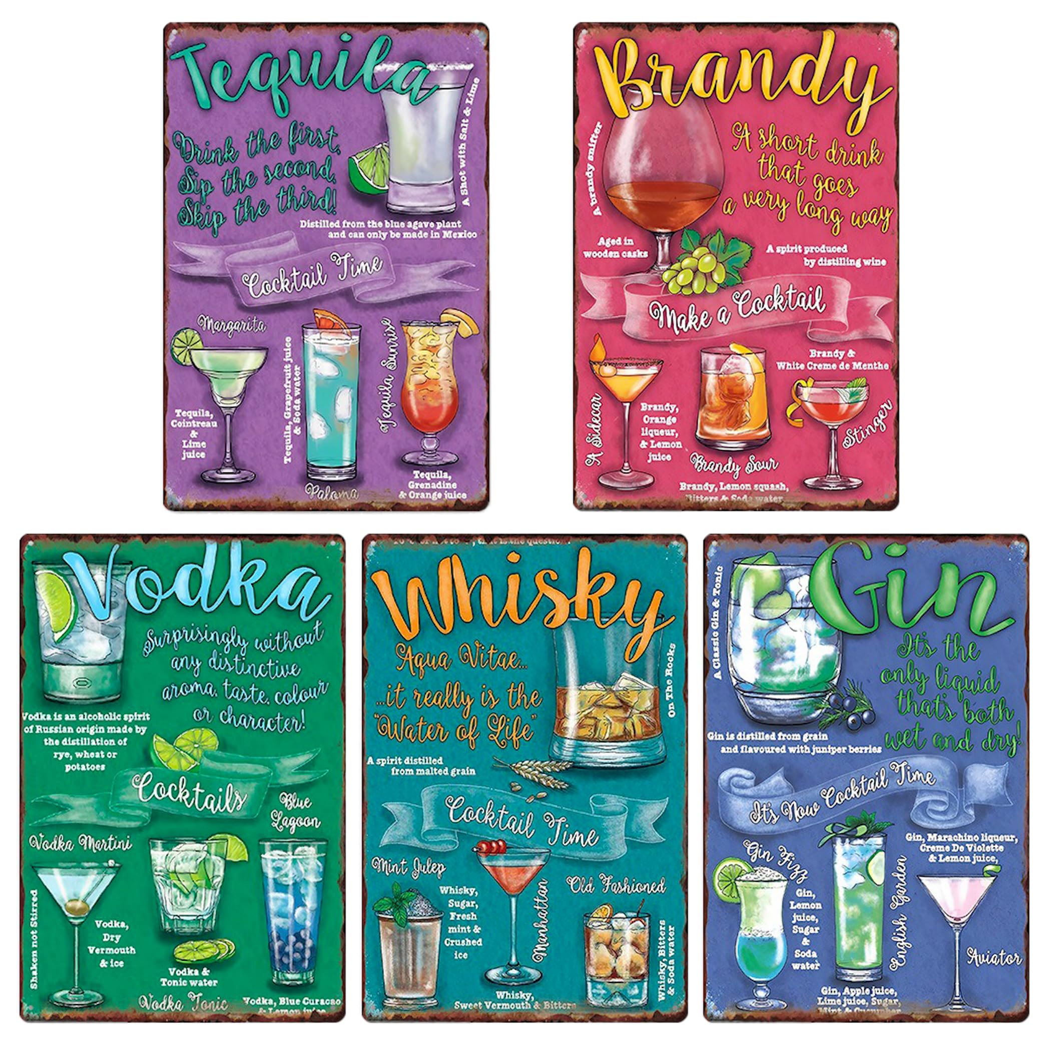 

Lezalic Tin Sign Drinks Cocktails Menu Bar Pub Wall Decor Interior Retro Goods Antique American Tin Sign (cocktail-01)