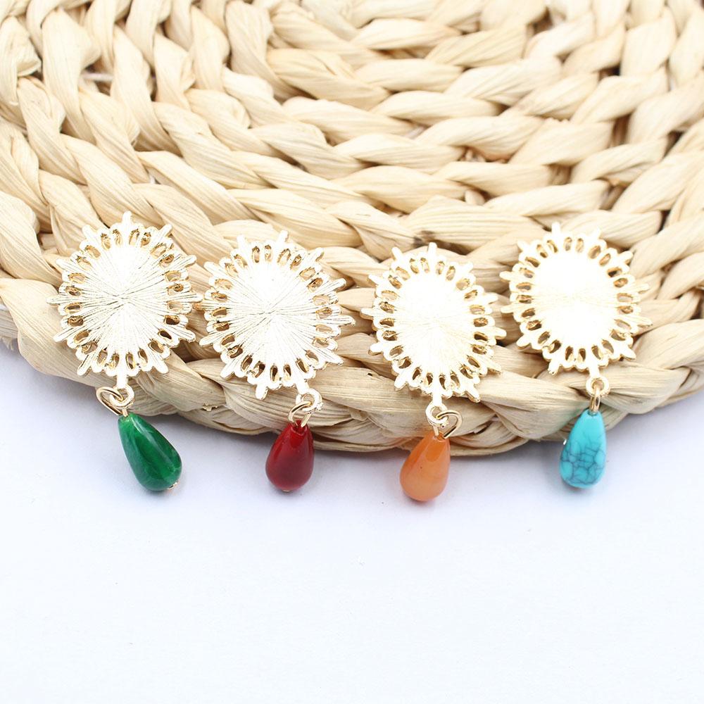 New 5 pieces of 25 * 50mm oval flat turquoise pendant DIY clothing, shoes, hats, forehead decoration pendant