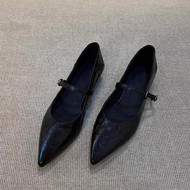 

Версия из овчины~ Французский темперамент простой стиль туфли Мэри Джейн ретро стиль знаменитости острый носок неглубокий вырез туфли-лодочки женские 35