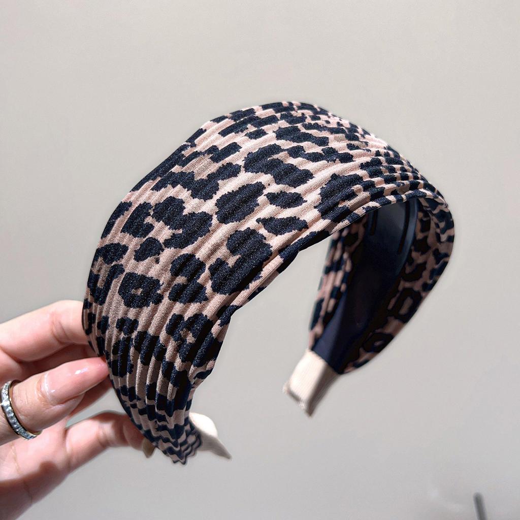 Autumn Winter Leopard Pleatted Plain Wide Hairband Headband Adult Hair Accessories Hair Jewley
