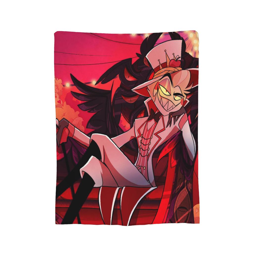 Cartoon Hazbins Hotels Blanket Velvet Print   Multifunction Lightweight Thin Throw Blanket for Sofa Car Bedspread