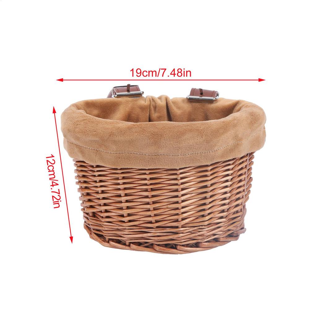 Kids Bike Basket Bicycle Wicker D-shaped Child Front Basket With 2 adjustable Leather Strap waterproof For Cycling Accessory
