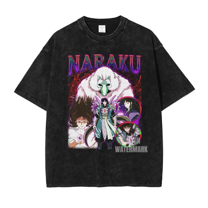 Anime T-shirts Sesshoumaru Graphic T Shirt Vintage Washed Oversized T-shirt Short Sleeve Tees Man Women Clothing