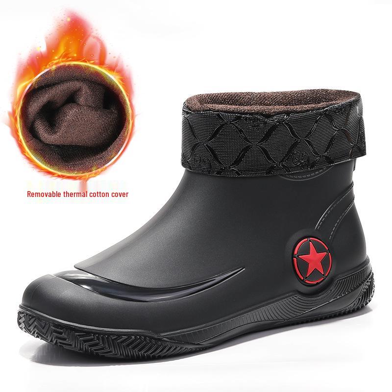 Men's Low-Cut Waterproof Non-Slip Rubber Ankle Rain Boots 