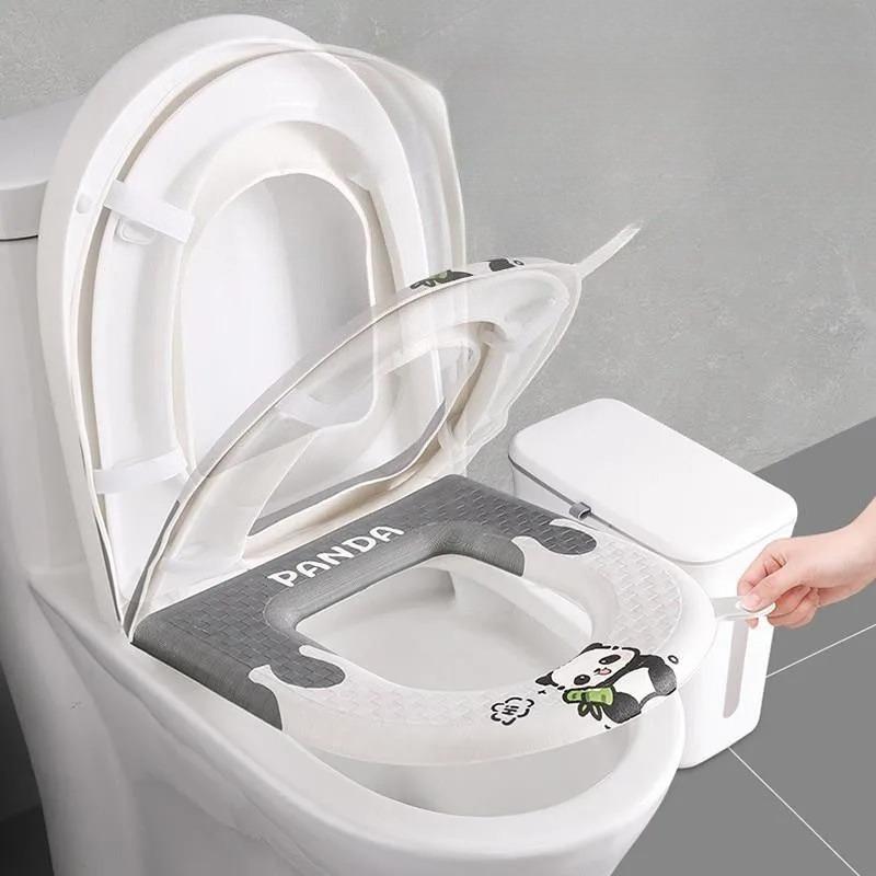 1pc Waterproof Toilet Seat Cover for All Seasons, Soft Cushion, Universal Fit, Washable, Non-Slip Bathroom Upgrade