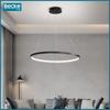 Ringformad LED-taklampa, matt svart, 25W, modern, industriell, hängande, lång, Neutral