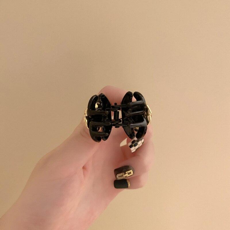 Small Size Black Rose Flower Hair Claw Elegant Temperament Camellia Hair Clip Princess Side Clip Women Girls Bangs Clip Hairpin