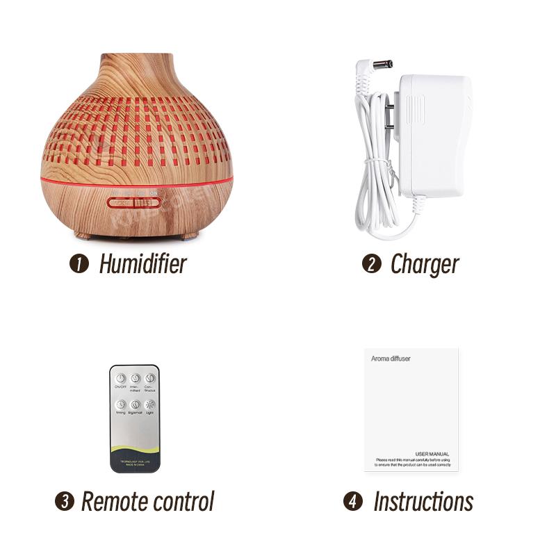 400 ml elektrischer Aromadiffusor, Diffusor für ätherische Öle, Luftbefeuchter, Urlaubsgeschenk, buntes atmendes Nachtlicht mit Fernbedienung