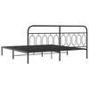 Metal Bed Frame with Headboard Black 200 X 200 Cm