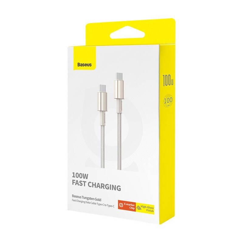 Kabel Usb-C Do Usb-C Baseus Tungsten Gold, 100W, 1M (Złoty)