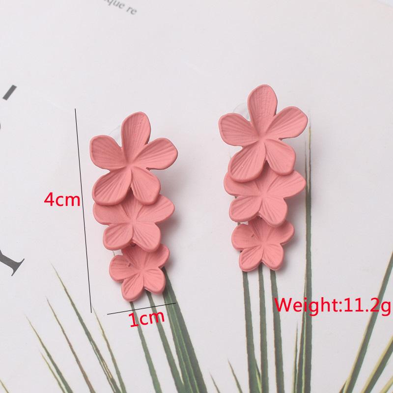 Cercei lungi roz pentru femei, modă coreeană, floare, cercei lungi atârnători, pandantive fluture inimă, cercei lungi răsuciți