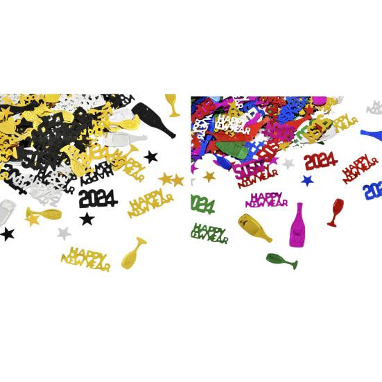 1 Set 2024 Happy Year Confetti Elegant Black Golden Silver Color Confetti for Parties Holiday Decorations