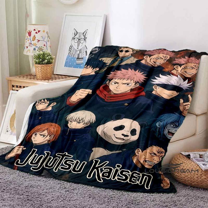 Jujutsu Kaisen Cartoon-Themed Flannel Blanket — Soft & Cozy Throw for Bed, Sofa, or Picnic Use — A Great Gift for Kids