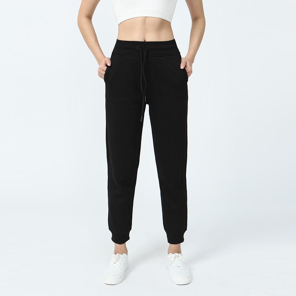 Plyšové dámské potápěčské joggery s vysokým pasem – česané teplé tepláky na jógu pro fitness a běžné nošení na podzim/zimu