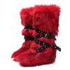 Faux Fur Snow Boot for Women Winter Warm Fluffy Long Furry Long Boots Women's Outdoor Fuzzy Knee-High Boots Plush Warm Snow Shoes for Outdoor Indoor