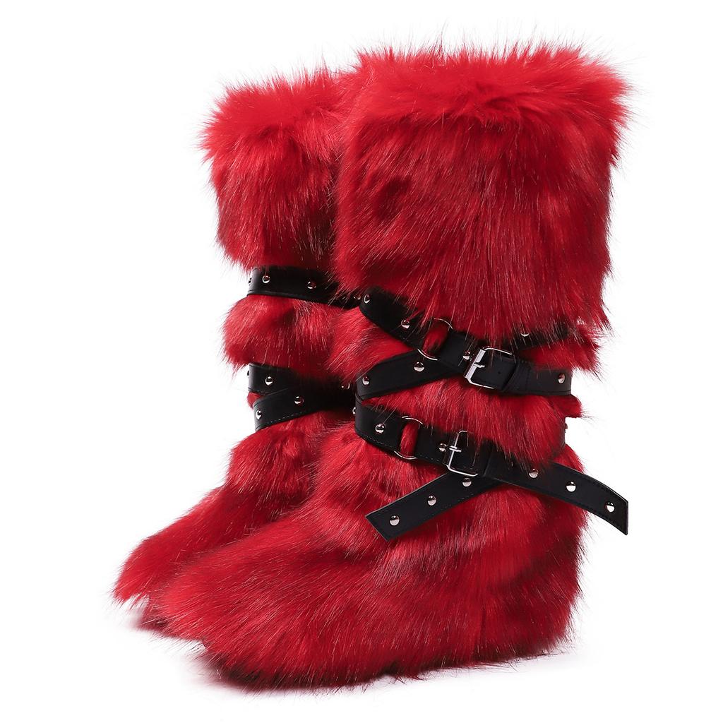 Fashion IPPEUM Winter Fur Boots 2025 Knee High Boots For Women Shoes Plush Long y2k Snow Boots