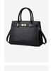 Leopard Print Genuine Leather Women's One-Shoulder Black Handbag 2025 