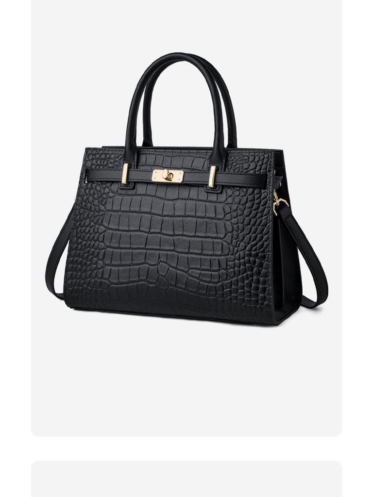 Leopard Print Genuine Leather Women's One-Shoulder Black Handbag 2025 