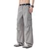 American high street tide brand washing tooling casual pants men's trend fashion loose straight splicing multi-pocket trousers
