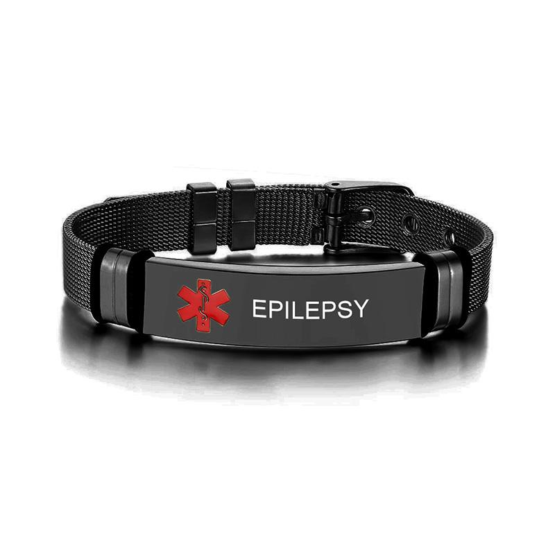 Męska biżuteria z alertem medycznym i spersonalizowane identyfikatory z grawerem Bransoletki Stal nierdzewna Opaska na nadgarstek Bransoletka Personalizowana Bangle awaryjne