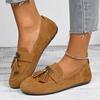 Large Size Soft Sole Flat Heel Round Head Fashion Single Shoes Spring and Autumn New Tassel Shallow Mouth Sewn Bag Women's Shoes