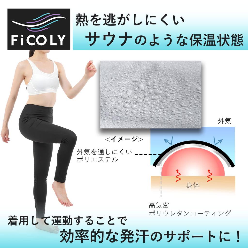 FiCOLY Cropped Sauna Yoga Sauna Plus Women's Pants, Sweat-Reducing Leggings, High-Waisted, Sports, Suit, Washable, Sizes, FSPW-3 (Silver, 2XL)