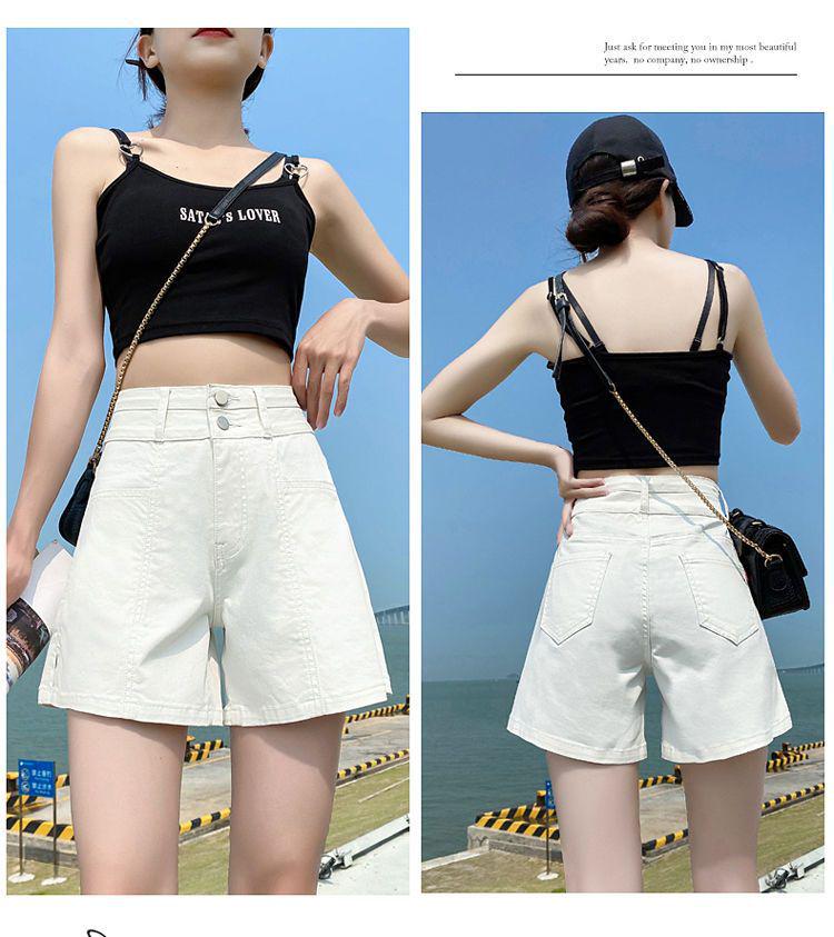 Women's Plus Size High-Waisted Elastic Denim A-Line Shorts - Summer Slimming Wide-Leg Trendy Hot Pants