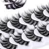 10 Pairs Fluffy Thick 3D Faux Mink Lash Glue Version Full Strip Lashes  Eye Lash Extension