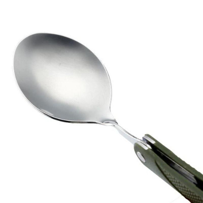 Para caminhadas exército verde acampamento ao ar livre portátil combinação talheres conjunto de talheres de aço inoxidável