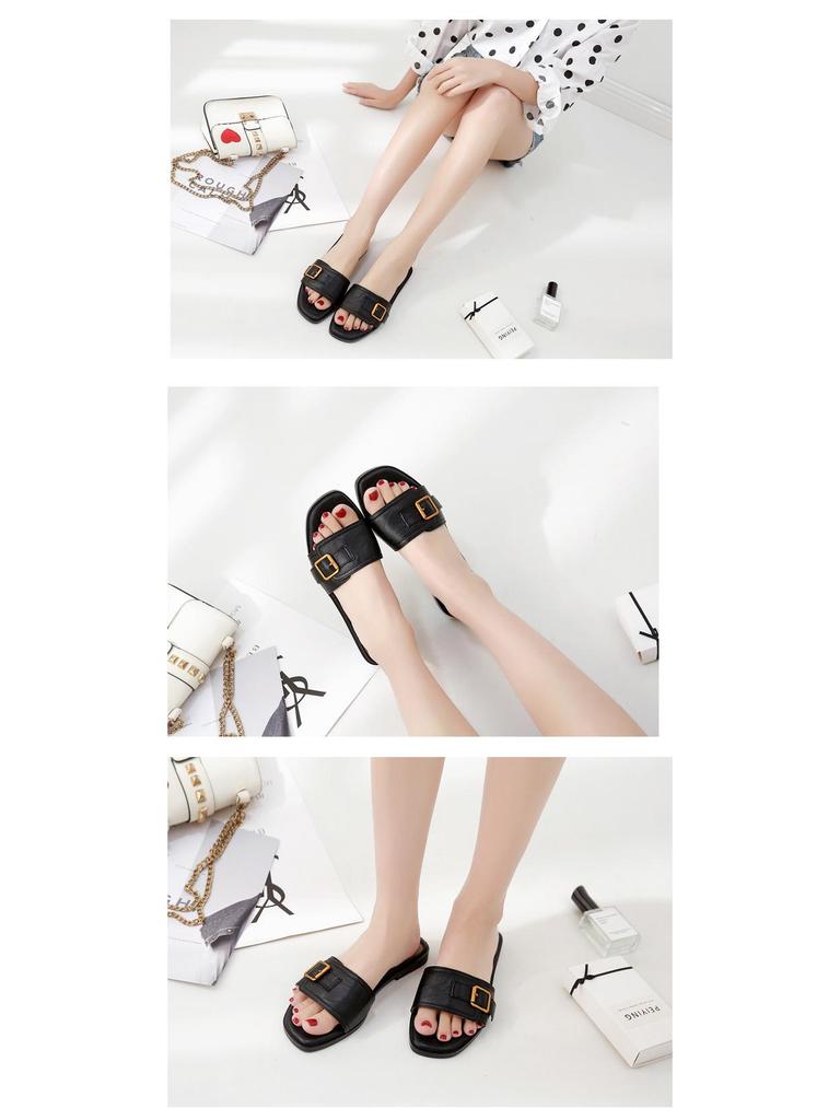 Sandale Plate de Vară Chic pentru Femei 2024 în Stil Hong Kong - Papuci Flip Flop Inspirați de Celebrități pentru Purtare în Aer Liber