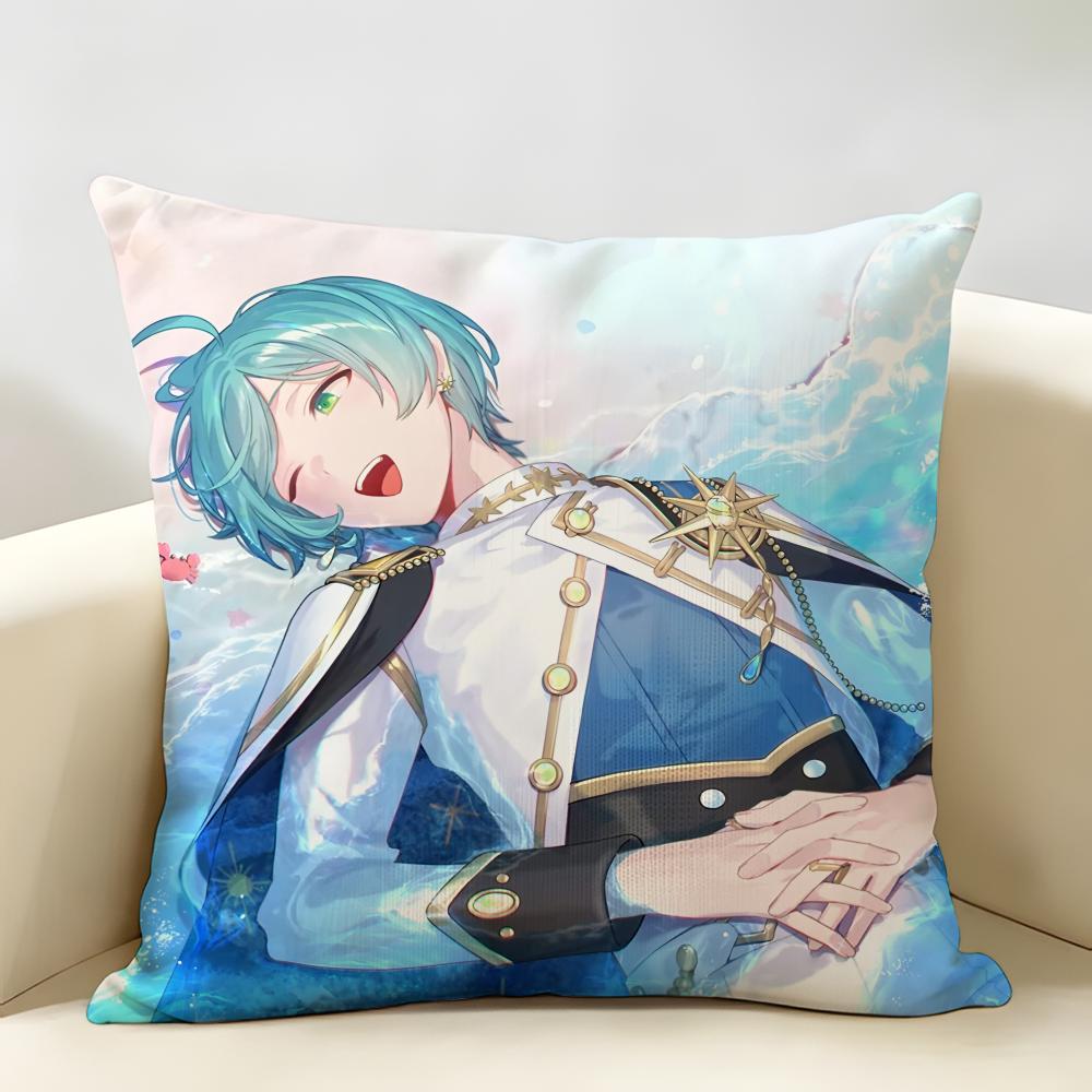 EEnsemble Stars Anime Cushion Cover Natural Linen Organic Fabric DoubleSided Printing Room Sofa Decor Pillow Case
