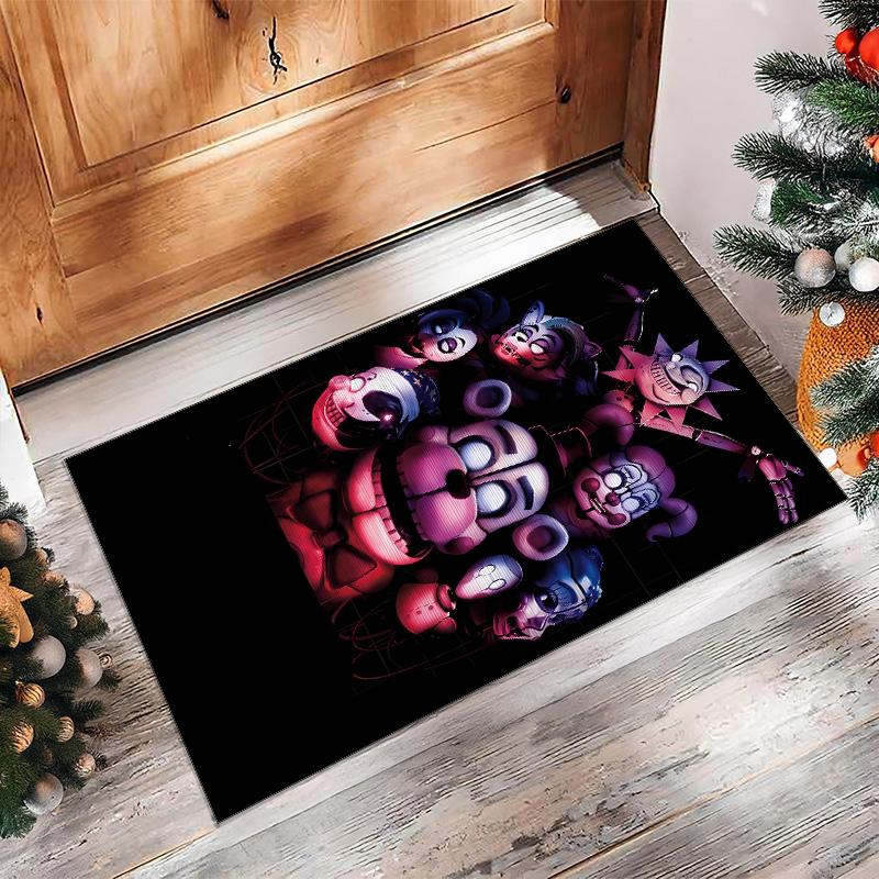 Five Nights at Freddy Printed Crystal Velvet Area Rug, Soft Anti-Slip Water Absorbent Floor Mat for Living Room Bedroom