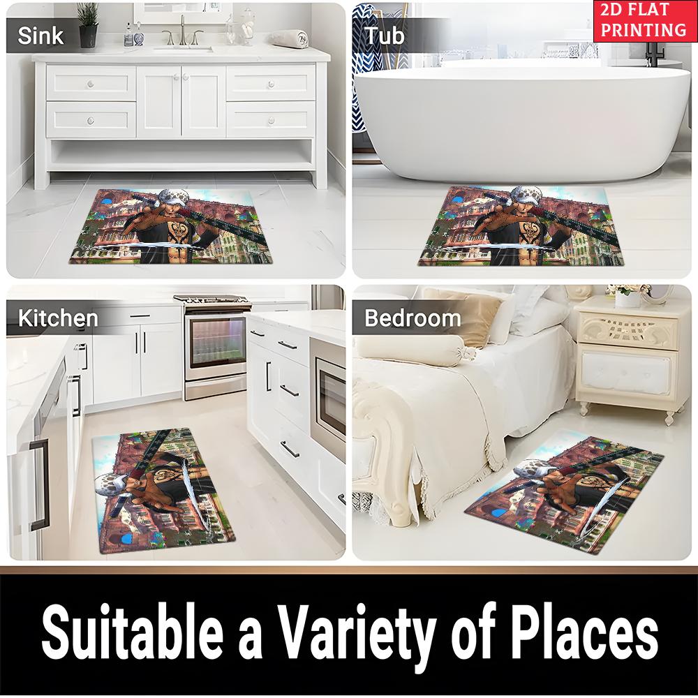 Anime Surgeon of Death Doormat, Cartoon Pirate Room Non-slip Floor Mat, Decorative Entrance Rug for Home Living Room Bedroom