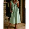 2026 New Women's Solid Color Lace Decorated Sleeveless Dress V-neck Casual Dress