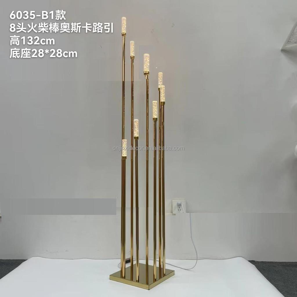 10 Heads Gold Candelabra Candles Wedding Table Centerpiece Road Leading Lights Candelabrum Electronic Desk Lamp for Home Party