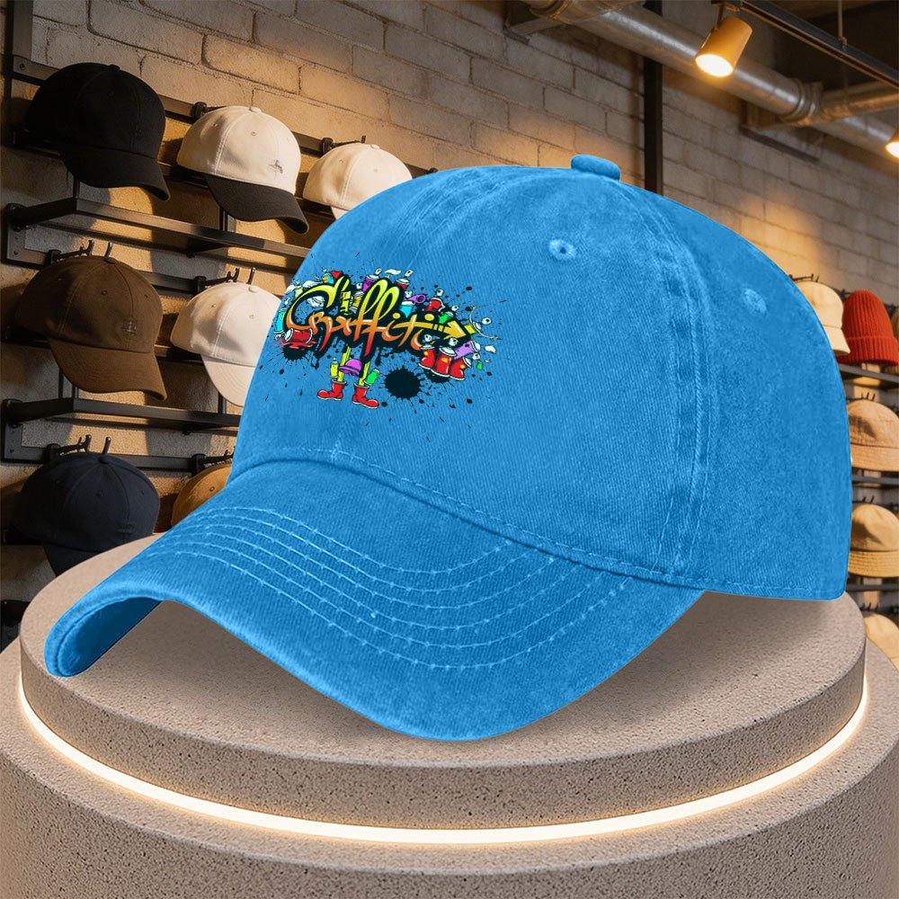 Graffiti Spray Paint Printed Duckbill Baseball Cap Adjustable Casual Hat for Parties Outdoor Sports Daily Wear