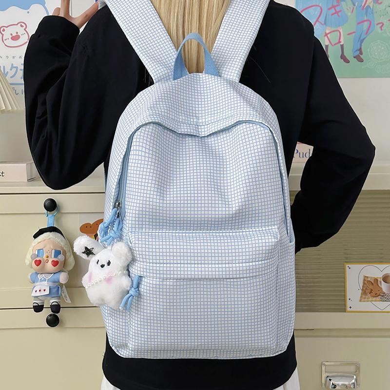 Student Schoolbag Large Capacity Check Backpack