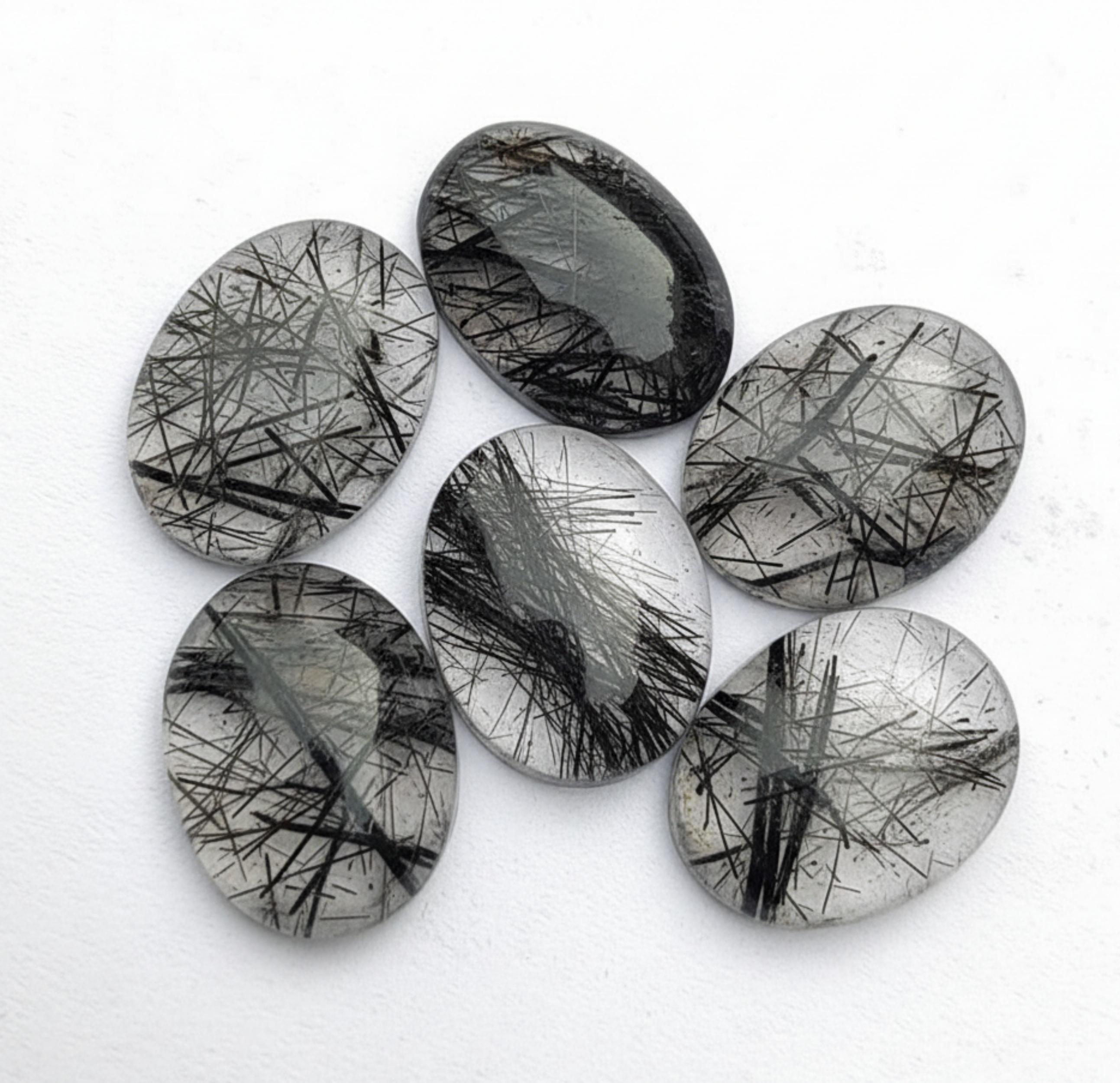 

Black Rutile Oval Gemstone: Flat Back Cabochons, All Sizes 6x8mm чорний